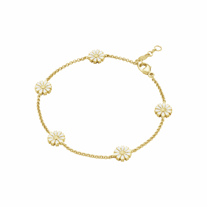 DAISY Bracelet gold-plated silver WHITE ENAMEL in de groep Armbanden / Gouden armbanden bij SCANDINAVIAN JEWELRY DESIGN (20001724)