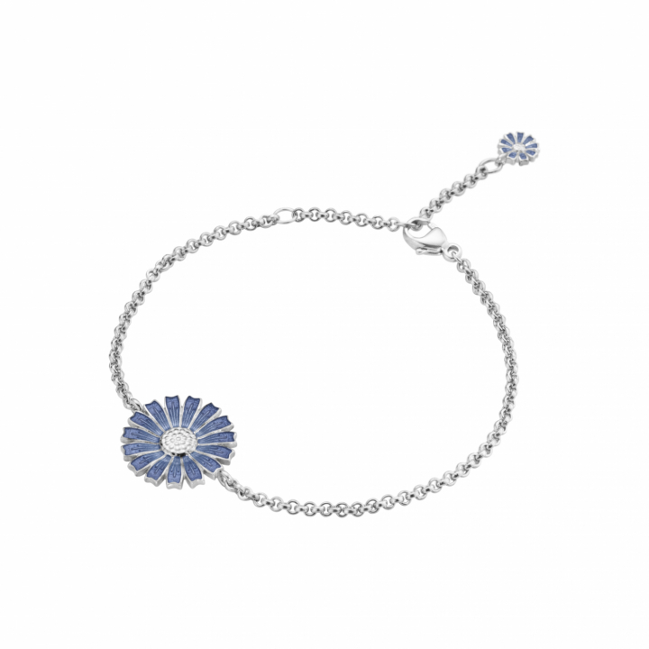 DAISY Bracelet Silver BLUE ENAMEL in de groep Armbanden / Zilveren armbanden bij SCANDINAVIAN JEWELRY DESIGN (20001741)