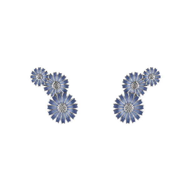 DAISY 3 FLOWER Earrings BLUE in de groep Oorbellen / Zilveren oorbellen bij SCANDINAVIAN JEWELRY DESIGN (20001742)