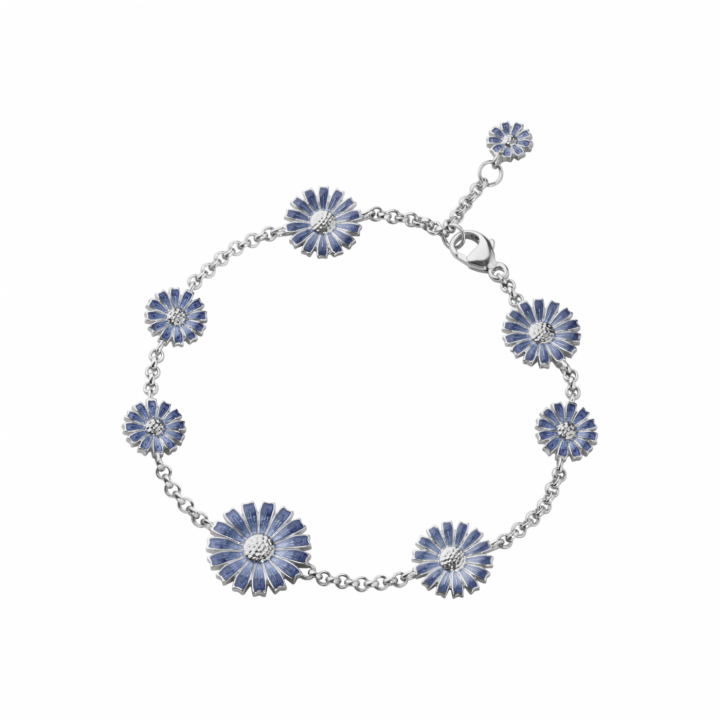 DAISY 8 FLOWER Bracelet Silver BLUE in de groep Armbanden / Zilveren armbanden bij SCANDINAVIAN JEWELRY DESIGN (20001769)