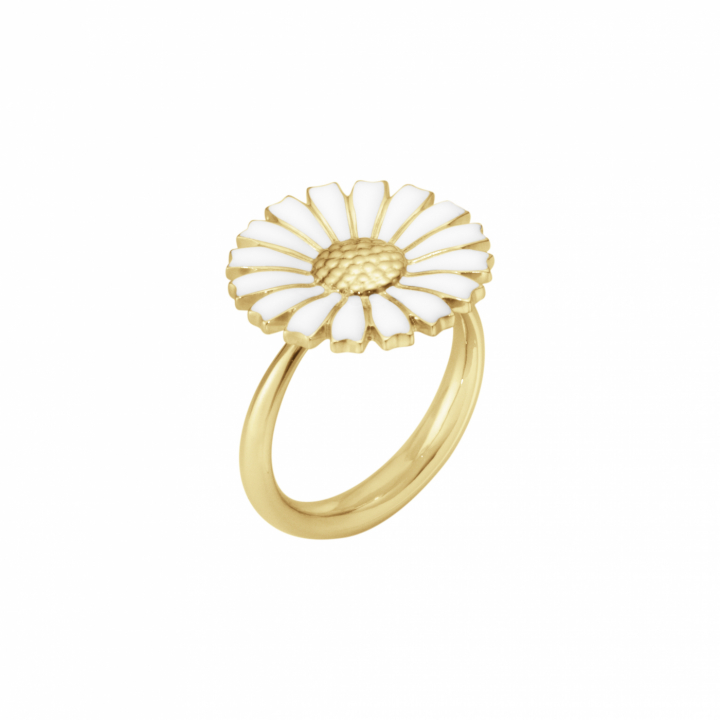 DAISY Ring gold-plated WHITE ENAMEL 18 MM in de groep Ringen / Gouden ringen bij SCANDINAVIAN JEWELRY DESIGN (2000177300)