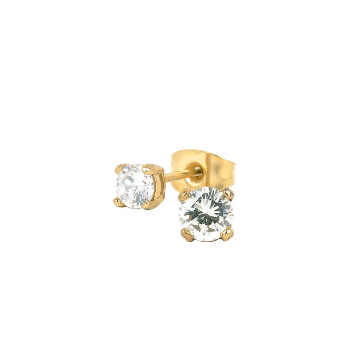 IDA 4 mm Oorbellen Goud/Kristal in de groep Oorbellen / Gouden oorbellen bij SCANDINAVIAN JEWELRY DESIGN (351475)