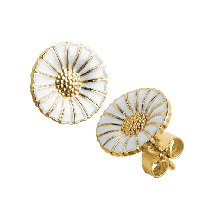 Product Image for Georg Jensen DAISY Oorbel Zilver vergoud WHITE ENAMEL 11 MM
