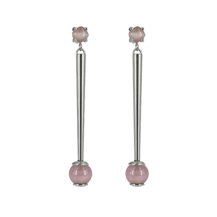 Product Image for astrid&agnes VICTORIA Long Oorbellen Staal/Rosa
