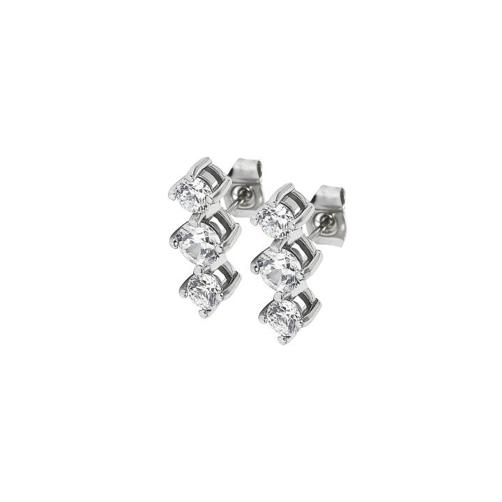 IDA Tripple Oorbellen Staal/Kristal in de groep Oorbellen / Zilveren oorbellen bij SCANDINAVIAN JEWELRY DESIGN (370346)