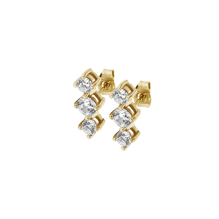 IDA Tripple Oorbellen Goud/Kristal in de groep Oorbellen / Gouden oorbellen bij SCANDINAVIAN JEWELRY DESIGN (370353)