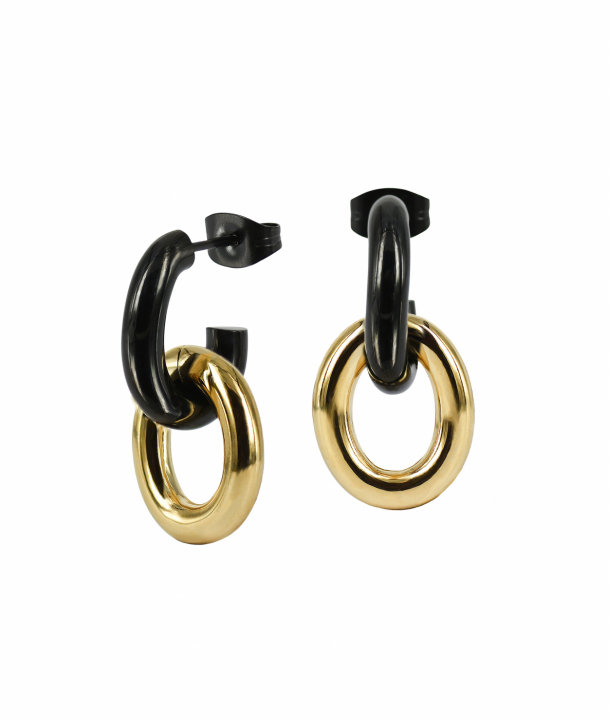 RUBY Oorbel Svart/Goud in de groep Oorbellen / Gouden oorbellen bij SCANDINAVIAN JEWELRY DESIGN (373101)