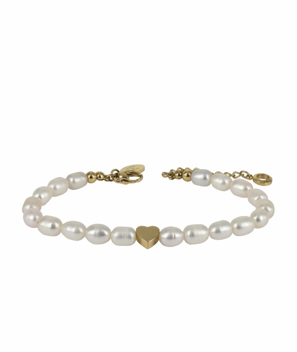 ELISE Pearl Bracelet Vit/Gold in de groep Armbanden / Gouden armbanden bij SCANDINAVIAN JEWELRY DESIGN (373545)