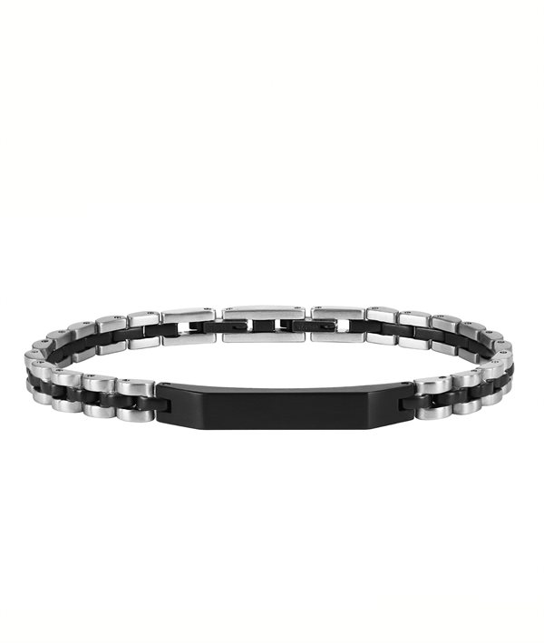 BEN Bracelet Steel/Black in de groep Armbanden / Zilveren armbanden bij SCANDINAVIAN JEWELRY DESIGN (380468)