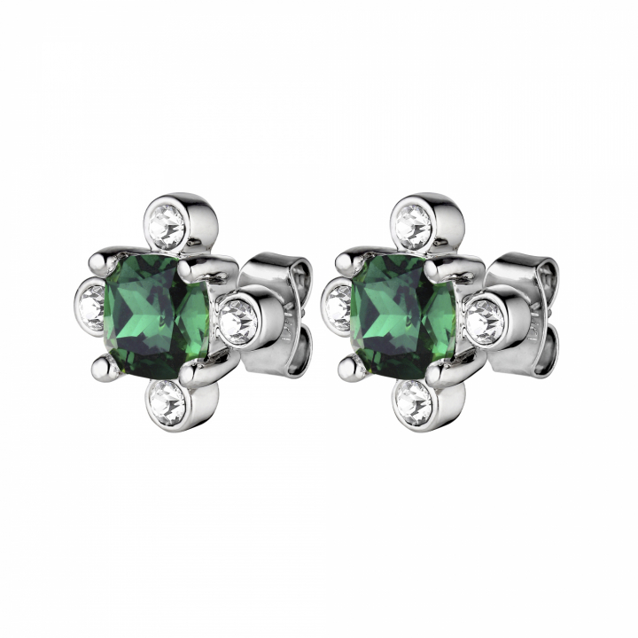 GIGI Zilver EMERALD GREEN Oorbel in de groep Oorbellen / Zilveren oorbellen bij SCANDINAVIAN JEWELRY DESIGN (430049)