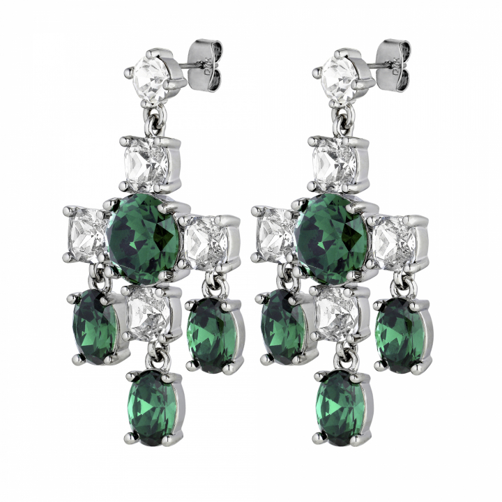 Product Image for DYRBERG/KERN LEONORA Zilver EMERALD GREEN / CRYSTAL Oorbel