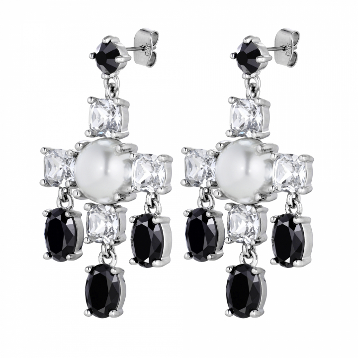Product Image for DYRBERG/KERN LEONORA Zilver CRYSTAL / BLACK Oorbel