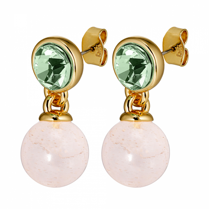 NAOMI Goud L. GREEN/ROSE in de groep Oorbellen / Gouden oorbellen bij SCANDINAVIAN JEWELRY DESIGN (440029)