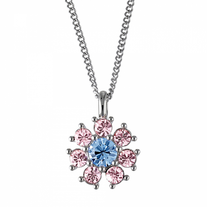 DELISE Zilver L.BLUE/ROSE in de groep Kettingen / Zilveren kettingen bij SCANDINAVIAN JEWELRY DESIGN (440032)