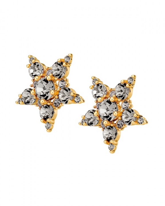 GEMINI SG GREY Earrings Gold in de groep Oorbellen / Gouden oorbellen bij SCANDINAVIAN JEWELRY DESIGN (450009)