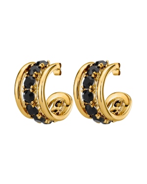HELEN SG BLACK Earrings Gold in de groep Oorbellen / Gouden oorbellen bij SCANDINAVIAN JEWELRY DESIGN (450092)