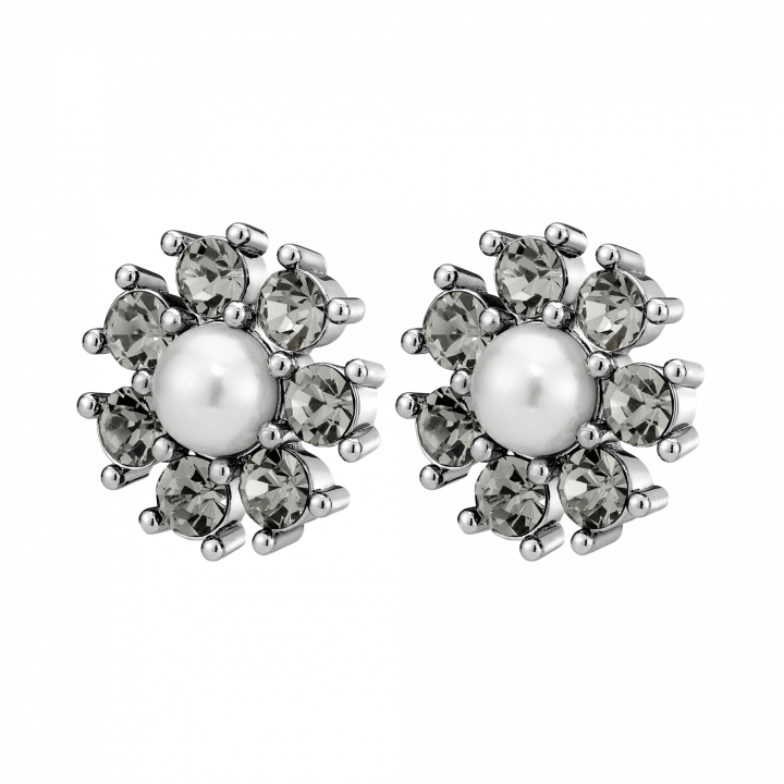 AUDE SS GREY/WHITE PEARL Earrings Silver in de groep Oorbellen / Pareloorbellen bij SCANDINAVIAN JEWELRY DESIGN (450100)