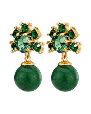 VERONICA SG EMERALD GREEN Earrings Gold in de groep Oorbellen / Gouden oorbellen bij SCANDINAVIAN JEWELRY DESIGN (450110)