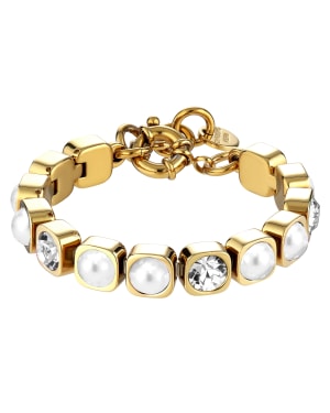 CONIAN SG CRYSTAL / WHITE PEARL Bracelet in de groep Armbanden / Gouden armbanden bij SCANDINAVIAN JEWELRY DESIGN (450157)