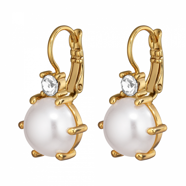 BEGONIA SG WHITE PEARL Earrings Gold in de groep Oorbellen / Pareloorbellen bij SCANDINAVIAN JEWELRY DESIGN (460040)