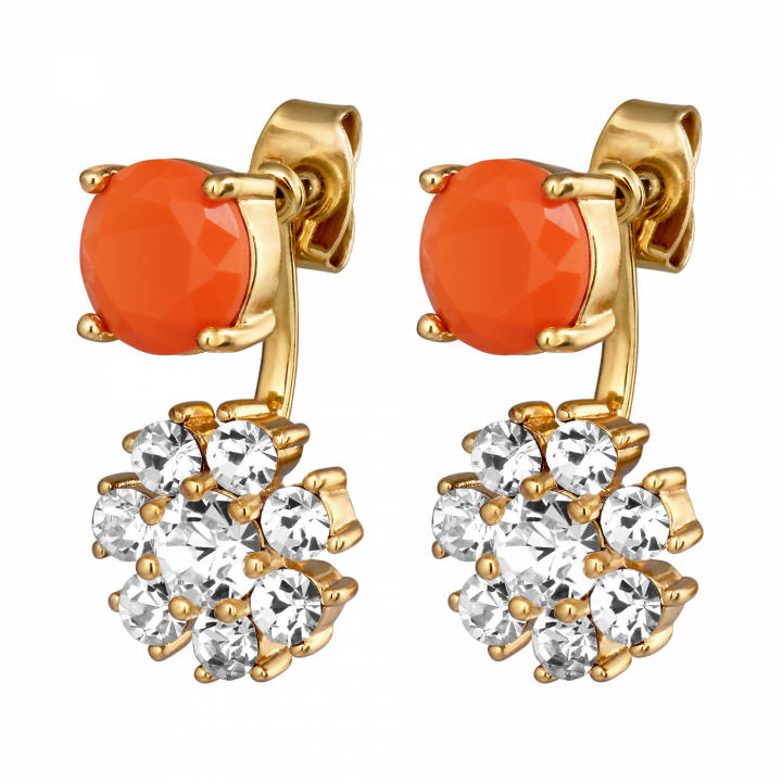 FLOSS SG CORAL / CRYSTAL Earrings Gold in de groep Oorbellen / Gouden oorbellen bij SCANDINAVIAN JEWELRY DESIGN (460084)