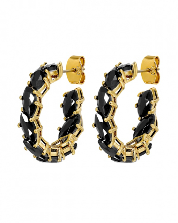 TAMARIN SG BLACK EARRINGS GOLD in de groep Oorbellen / Gouden oorbellen bij SCANDINAVIAN JEWELRY DESIGN (470016)