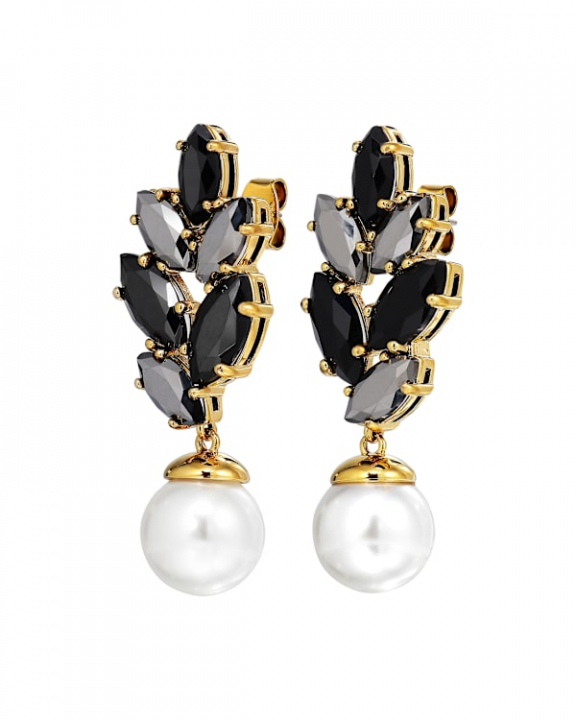 BALETE SG BLACK_WHITE PEARL EARRINGS GOLD in de groep Oorbellen / Pareloorbellen bij SCANDINAVIAN JEWELRY DESIGN (470026)