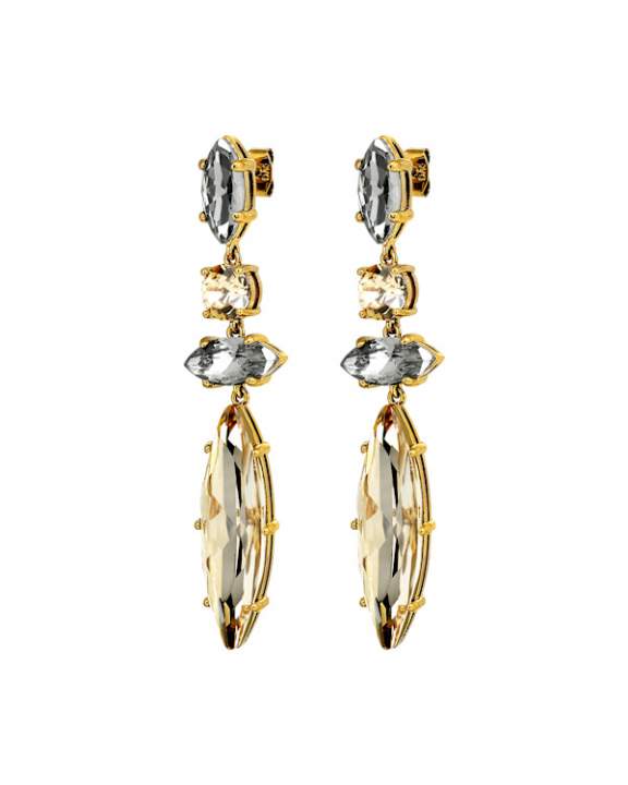 TENERE SG GOLDEN_GREY EARRINGS GOLD in de groep Oorbellen / Gouden oorbellen bij SCANDINAVIAN JEWELRY DESIGN (470030)