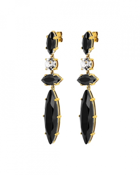 TENERE SG BLACK_CRYSTAL EARRINGS GOLD in de groep Oorbellen / Gouden oorbellen bij SCANDINAVIAN JEWELRY DESIGN (470031)