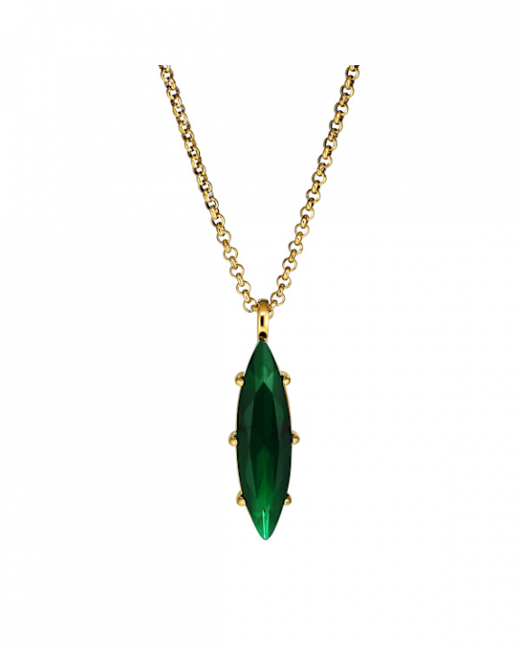 TAKESHI SG EMERALD GREEN NECKLACE GOLD in de groep Kettingen / Gouden kettingen bij SCANDINAVIAN JEWELRY DESIGN (470042)