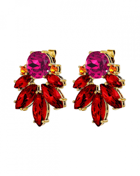 DRAGO SG RED / PINK EARRINGS GOLD in de groep Oorbellen / Gouden oorbellen bij SCANDINAVIAN JEWELRY DESIGN (470064)