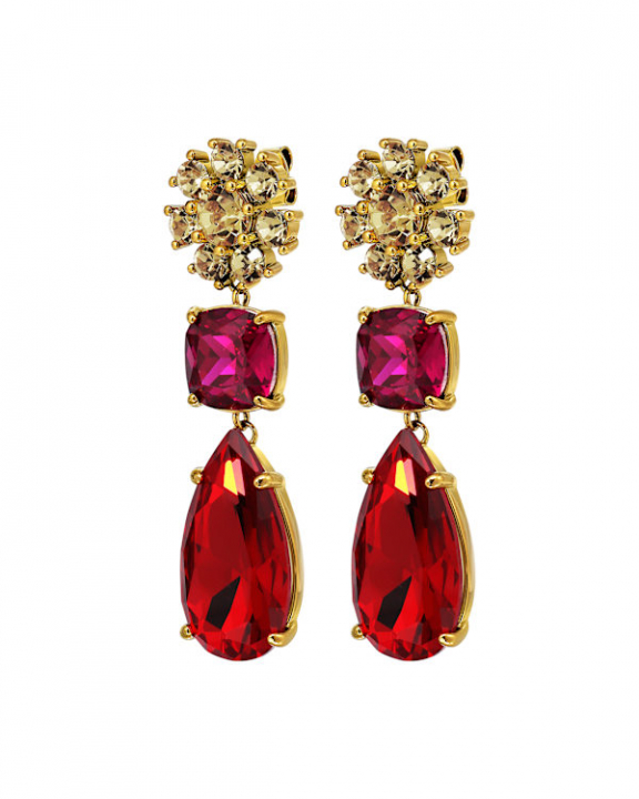 MISIA SG RED / PINK EARRINGS GOLD in de groep Oorbellen / Gouden oorbellen bij SCANDINAVIAN JEWELRY DESIGN (470093)