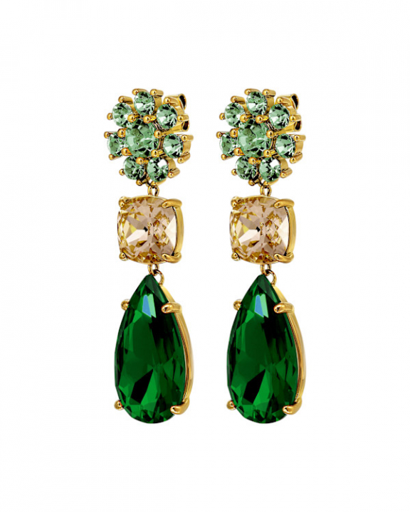 MISIA SG EMERALD GREEN / GOLDEN EARRINGS GOLD in de groep Oorbellen / Gouden oorbellen bij SCANDINAVIAN JEWELRY DESIGN (470095)