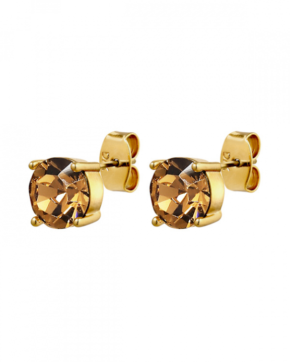 DAZE SG BROWN EARRINGS GOLD in de groep Oorbellen / Gouden oorbellen bij SCANDINAVIAN JEWELRY DESIGN (470129)