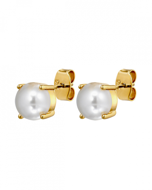 DAZE SG WHITE PEARL EARRINGS GOLD in de groep Oorbellen / Pareloorbellen bij SCANDINAVIAN JEWELRY DESIGN (470135)