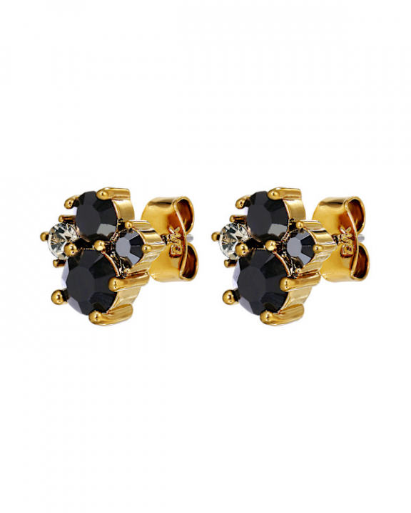 BILLIS SG BLACK MIX EARRINGS GOLD in de groep Oorbellen / Gouden oorbellen bij SCANDINAVIAN JEWELRY DESIGN (470137)