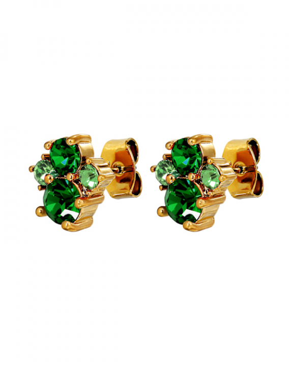 BILLIS SG GREEN MIX EARRINGS GOLD in de groep Oorbellen / Gouden oorbellen bij SCANDINAVIAN JEWELRY DESIGN (470138)