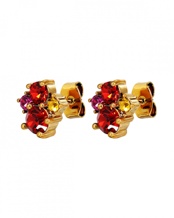 BILLIS SG RED / PINK EARRINGS GOLD in de groep Oorbellen / Gouden oorbellen bij SCANDINAVIAN JEWELRY DESIGN (470139)