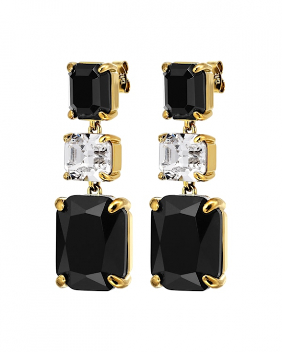ESMARA SG BLACK / CRYSTAL EARRINGS GOLD in de groep Oorbellen / Gouden oorbellen bij SCANDINAVIAN JEWELRY DESIGN (470149)