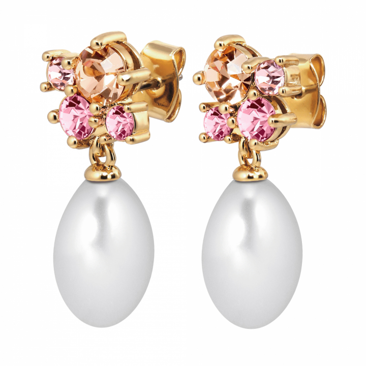 PETUN SG ROSE / WHITE PEARL Earrings Gold in de groep Oorbellen / Pareloorbellen bij SCANDINAVIAN JEWELRY DESIGN (480056)