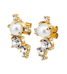 CURRA SG CRYSTAL/WHITE PEARL Earrings Gold in de groep Oorbellen / Pareloorbellen bij SCANDINAVIAN JEWELRY DESIGN (480085)