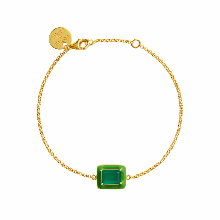 Iris Armbanden green onyx in de groep Armbanden / Gouden armbanden bij SCANDINAVIAN JEWELRY DESIGN (B2251GEGO-OS)