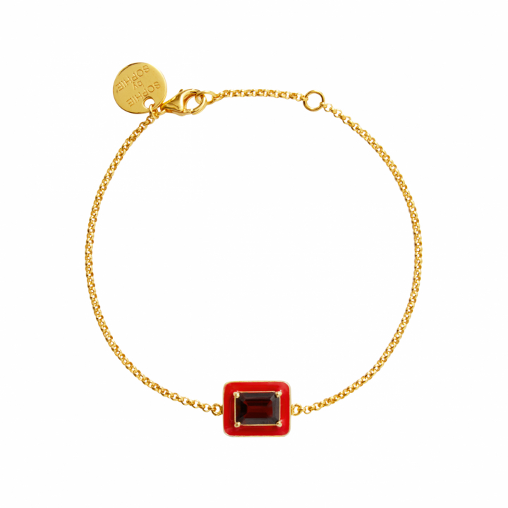 Iris Armbanden red garnet in de groep Armbanden / Gouden armbanden bij SCANDINAVIAN JEWELRY DESIGN (B2251GERG-OS)