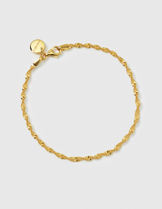 Herringbone Twisted Bracelet Gold L in de groep Armbanden / Gouden armbanden bij SCANDINAVIAN JEWELRY DESIGN (BG1271L)