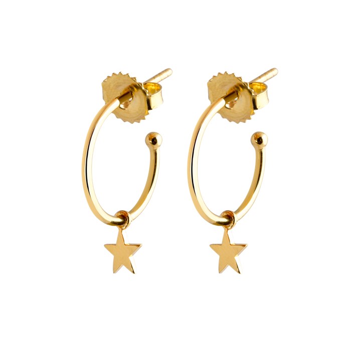 Mini Hoops Oorbel Star (goud) in de groep Oorbellen / Gouden oorbellen bij SCANDINAVIAN JEWELRY DESIGN (E1643GPS0-OS)