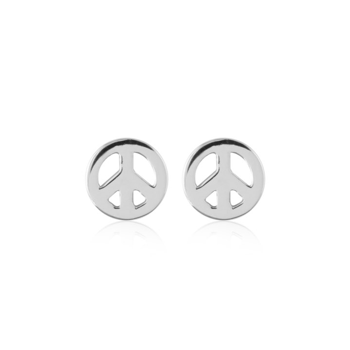 Peace Symbol Studs Oorbel (Zilver) in de groep Oorbellen / Zilveren oorbellen bij SCANDINAVIAN JEWELRY DESIGN (E2083RHS0-OS)