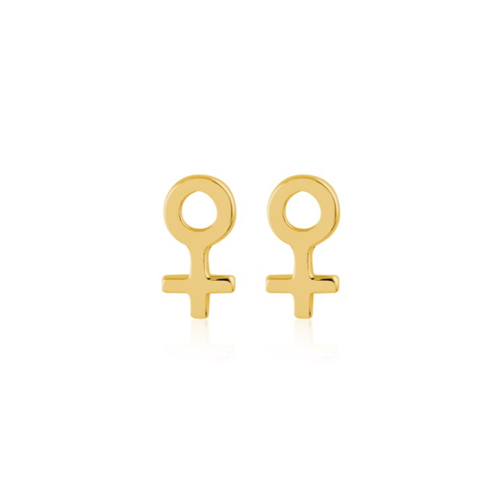Woman Symbol Studs Oorbel (goud) in de groep Oorbellen / Gouden oorbellen bij SCANDINAVIAN JEWELRY DESIGN (E2084GPS0-OS)
