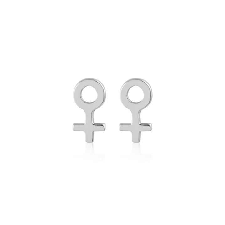 Woman Symbol Studs Oorbel (Zilver) in de groep Oorbellen / Zilveren oorbellen bij SCANDINAVIAN JEWELRY DESIGN (E2084RHS0-OS)