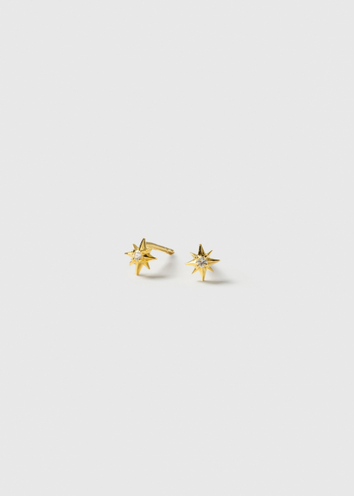 North Star Studs Earrings Gold in de groep Oorbellen / Gouden oorbellen bij SCANDINAVIAN JEWELRY DESIGN (EG1215)