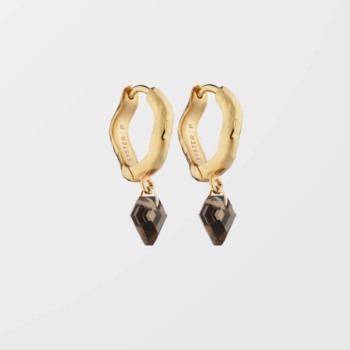 Diamona Smokey Oorbel Gold in de groep Oorbellen / Gouden oorbellen bij SCANDINAVIAN JEWELRY DESIGN (EG1249SQ)
